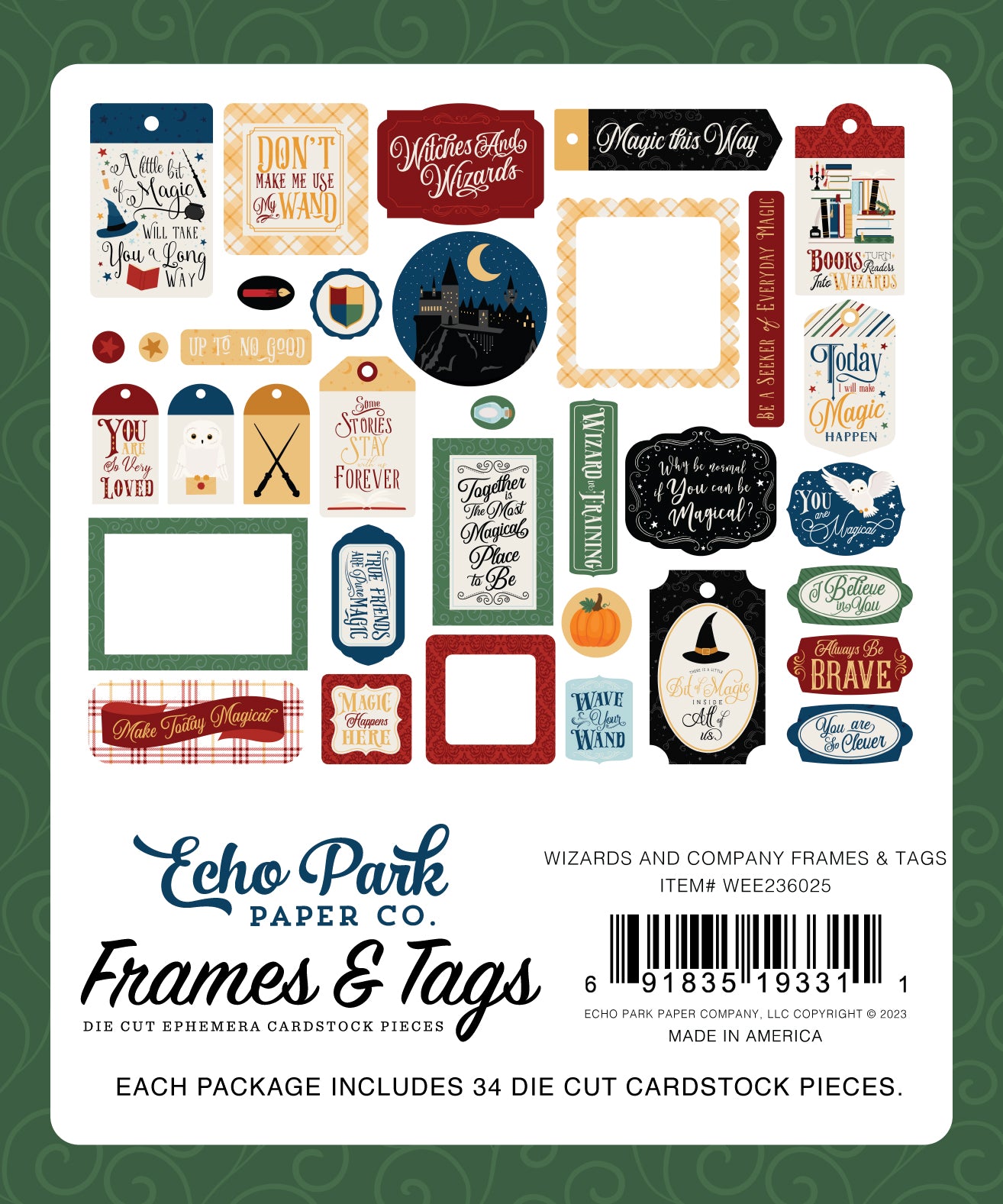 Echo Park Wizards & Company Cardstock Ephemera - Frames & Tags